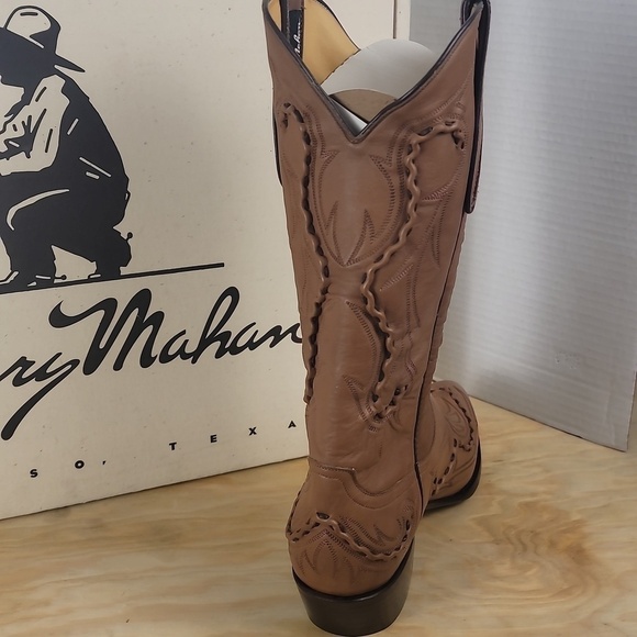 Larry Mahan Vintage Size 8 Leather Tan Taupe Western Cowboy Cowgirl Boots